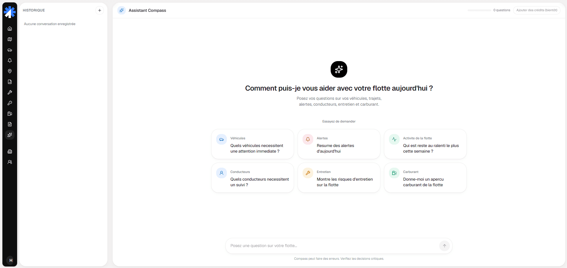 Compass AI assistant answering a fleet operations question