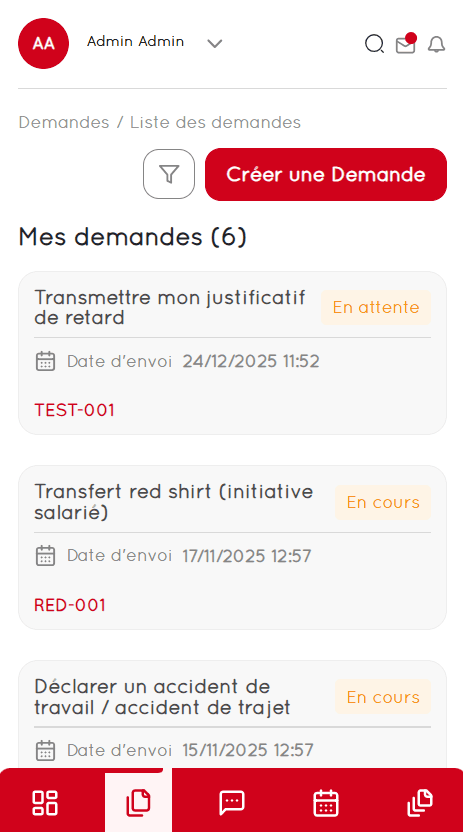 Mobile View - Requests